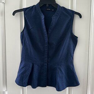 Sleeveless Navy Textured Peplum Top By Apt. 9 Size S